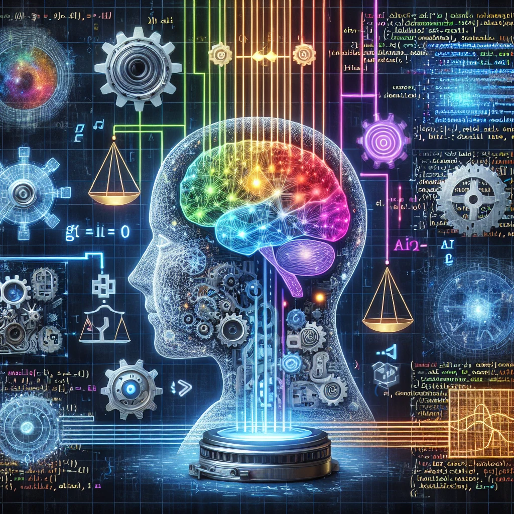 A visualization of AI technology, like data flow or a neural network.